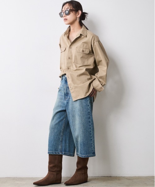 「CHIC STYLE」 長袖シャツ 3L ブラック レディース_画像2