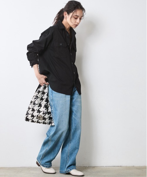 「CHIC STYLE」 長袖シャツ 3L ブラック レディース_画像3