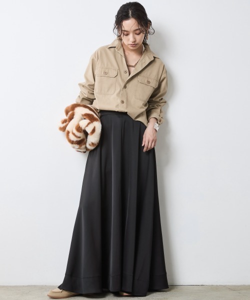 「CHIC STYLE」 長袖シャツ 3L ブラック レディース_画像5