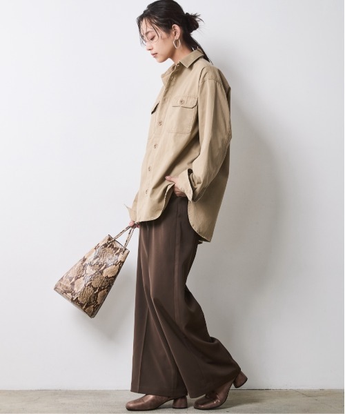 「CHIC STYLE」 長袖シャツ 3L ブラック レディース_画像7