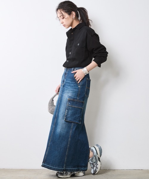 「CHIC STYLE」 長袖シャツ 3L ブラック レディース_画像9