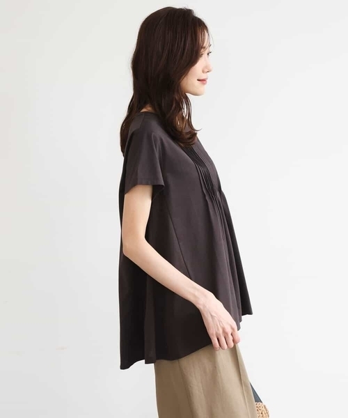 tシャツ 「接触冷感/洗える」シルケット天竺Aラインカットソー レディースの画像