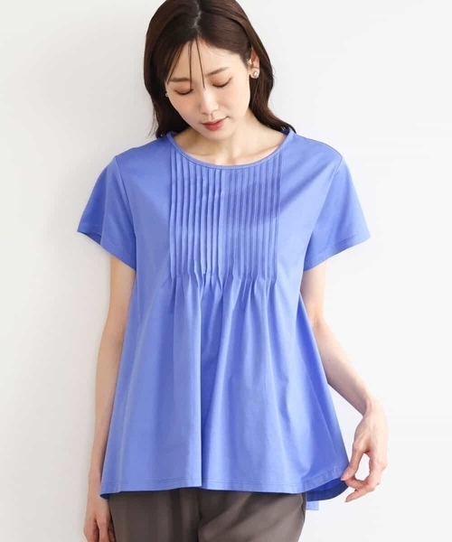 tシャツ 「接触冷感/洗える」シルケット天竺Aラインカットソー レディースの画像