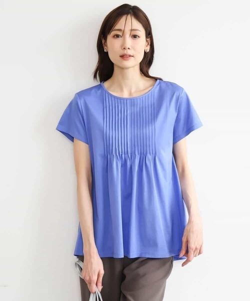 tシャツ 「接触冷感/洗える」シルケット天竺Aラインカットソー レディースの画像