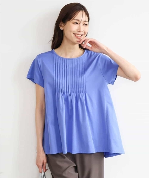 tシャツ 「接触冷感/洗える」シルケット天竺Aラインカットソー レディースの画像