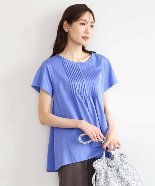 tシャツ 「接触冷感/洗える」シルケット天竺Aラインカットソー レディースの画像