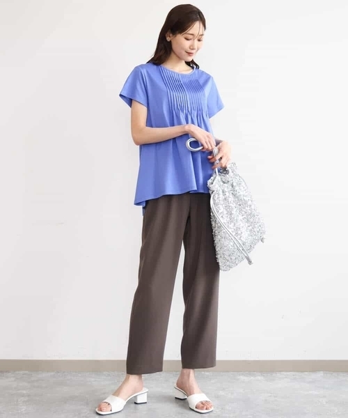tシャツ 「接触冷感/洗える」シルケット天竺Aラインカットソー レディースの画像