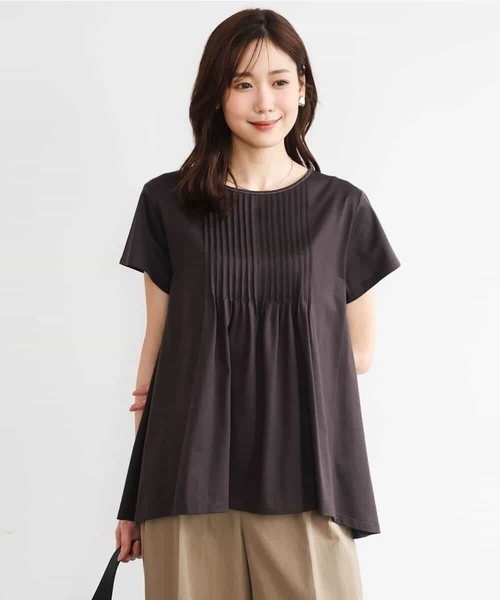 tシャツ 「接触冷感/洗える」シルケット天竺Aラインカットソー レディースの画像