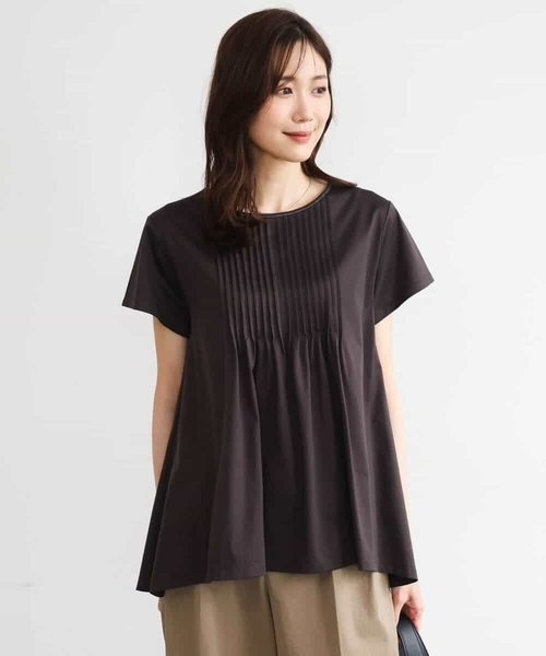 tシャツ 「接触冷感/洗える」シルケット天竺Aラインカットソー レディースの画像