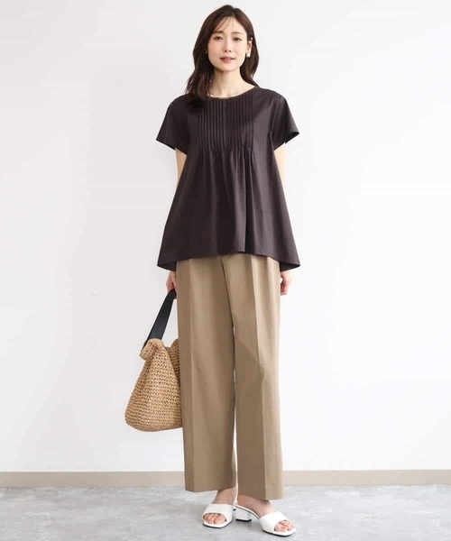 tシャツ 「接触冷感/洗える」シルケット天竺Aラインカットソー レディースの画像