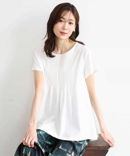 tシャツ 「接触冷感/洗える」シルケット天竺Aラインカットソー レディースの画像