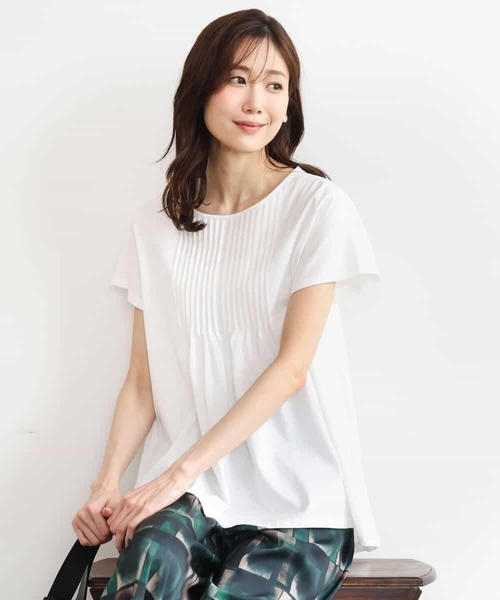 tシャツ 「接触冷感/洗える」シルケット天竺Aラインカットソー レディースの画像