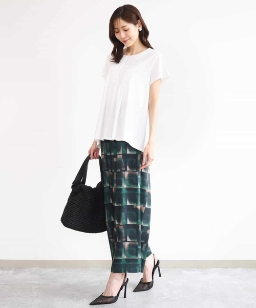 tシャツ 「接触冷感/洗える」シルケット天竺Aラインカットソー レディースの画像