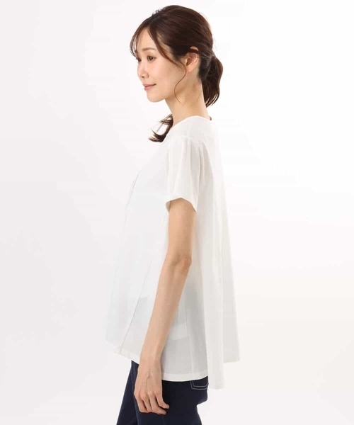 tシャツ 「接触冷感/洗える」シルケット天竺Aラインカットソー レディースの画像