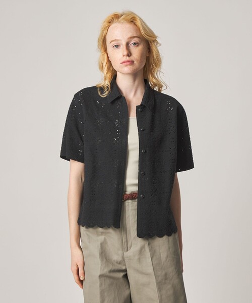 ブラウス シャツ 「Steven Alan」レース ショートスリーブ シャツ レディースの画像