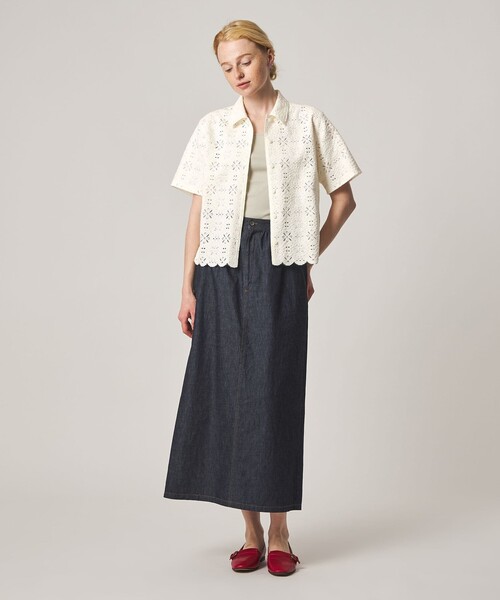 ブラウス シャツ 「Steven Alan」レース ショートスリーブ シャツ レディースの画像