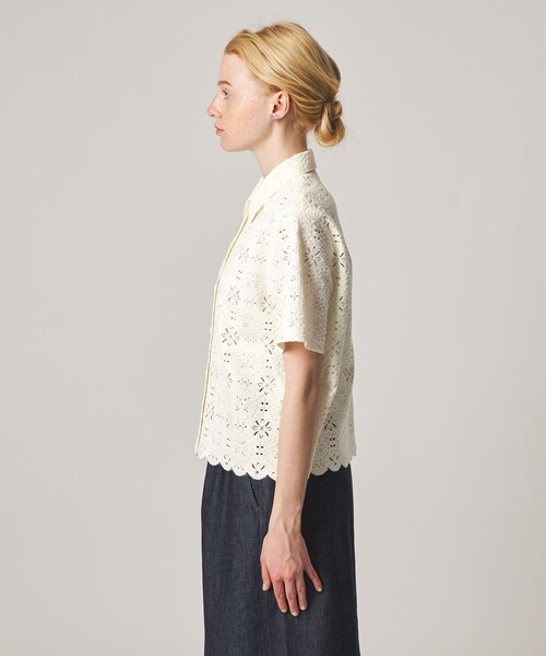 ブラウス シャツ 「Steven Alan」レース ショートスリーブ シャツ レディースの画像