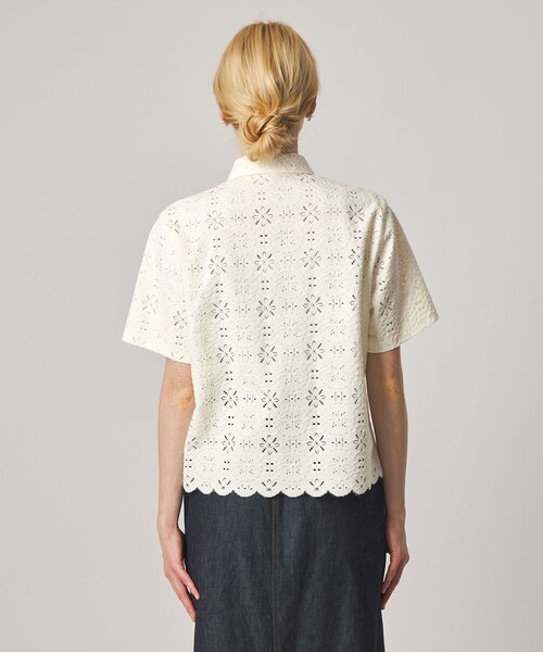 ブラウス シャツ 「Steven Alan」レース ショートスリーブ シャツ レディースの画像