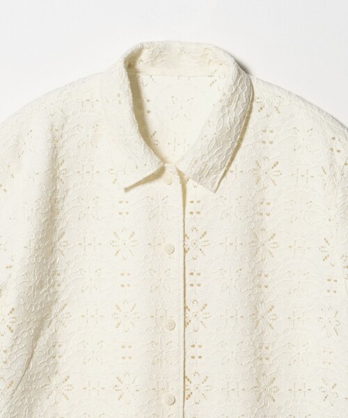 ブラウス シャツ 「Steven Alan」レース ショートスリーブ シャツ レディースの画像