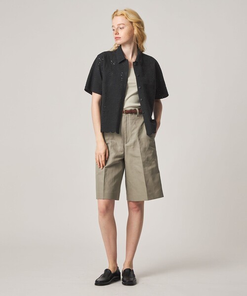 ブラウス シャツ 「Steven Alan」レース ショートスリーブ シャツ レディースの画像