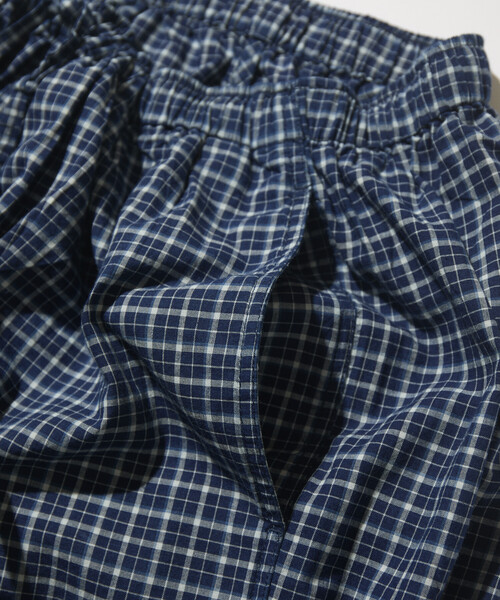 CAHLUMN（カウラム） パンツ Indigo Madras Check Cropped Easy Pant