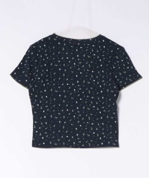 tシャツ 半袖 「フラワー総柄×ロゴ刺繍」カットソー／Y2K韓国ガーリー