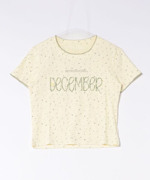 tシャツ 半袖 「フラワー総柄×ロゴ刺繍」カットソー／Y2K韓国ガーリー