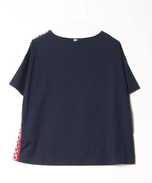 「HERNO」 ストライプ柄半袖ブラウス 44 レッド レディース_画像2