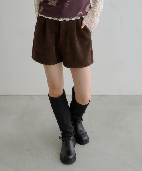 Kastane コーデュロイショートパンツ ブラウン Kastane（カスタネ） パンツ コーデュロイ 「S.Mサイズ展開