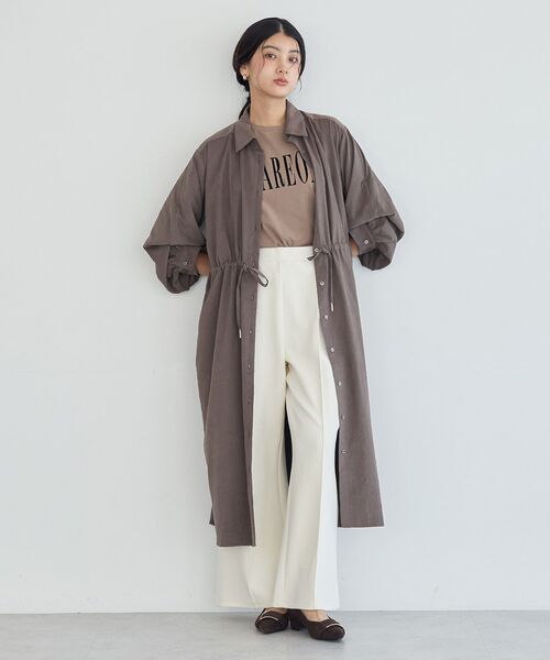 シャツワンピース 「UVカット」2way袖バルーンワンピース