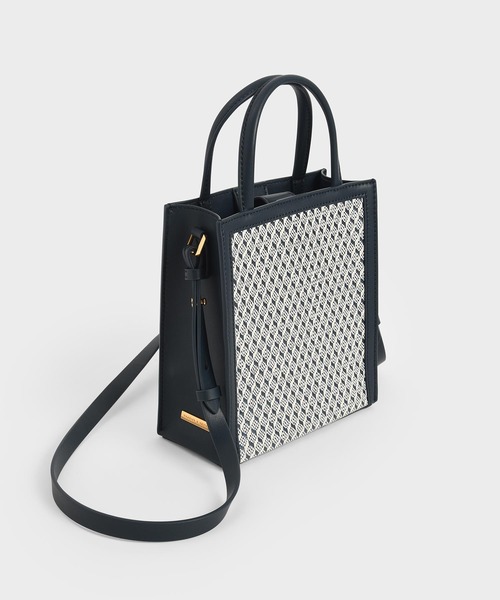 CHARLES & KEITH◇2way Wovenトートバッグ◇ 台湾発送/送料込 CHARLES & KEITH トートバッグ バッグ ウーベンダブルハンドル