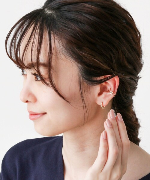 COCOSHNIK ココシュニック K18 フープピアス※片耳分 ココシュニック COCOSHNIK K10ミラーカット 中折れ フープピアス -靴
