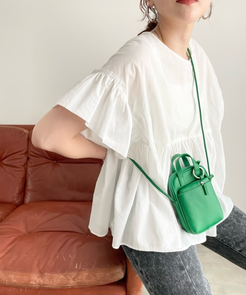 LOWRYS FARM シャツ ブラウス ボイルフリルチュニックシャツ