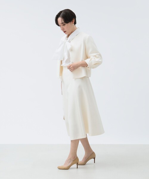 ホワイト スカートスーツ ビジネス B：MING by BEAMS スカートスーツ 「フォーマル」ハニカム
