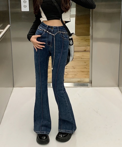 aimoha ジーンズ デニム デニムパンツ ハイウエスト センター