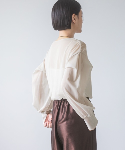 週末限定値下げ　新品　A part by チュールパフプルオーバー長袖 A part by ブラウス シャツ チュールパフプルオーバー長袖