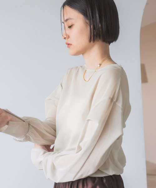 週末限定値下げ　新品　A part by チュールパフプルオーバー長袖 A part by ブラウス シャツ チュールパフプルオーバー長袖