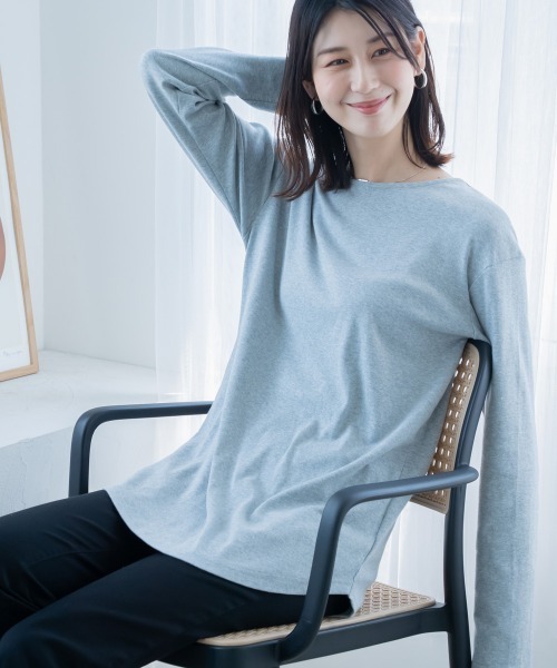 slattgir tシャツ 高身長 綿100％ラウンドヘムロング丈T
