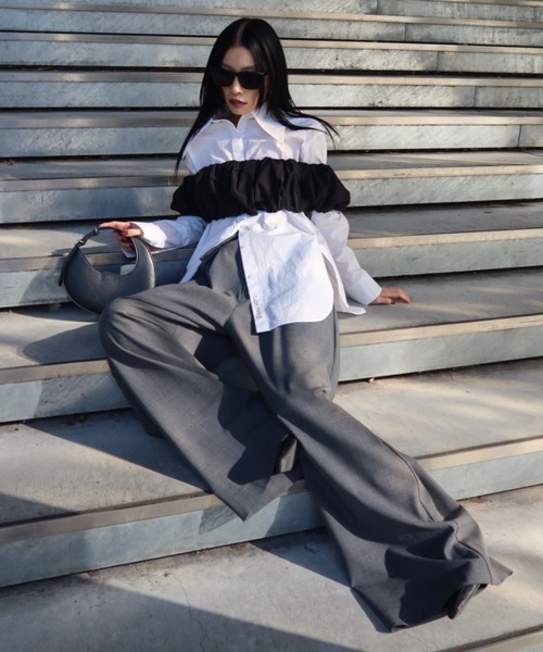 josemoon オフショル　ギャザー付きトップス GATHER OFF SHOULDER TOPS(F WHITE): TOPSjosemoon