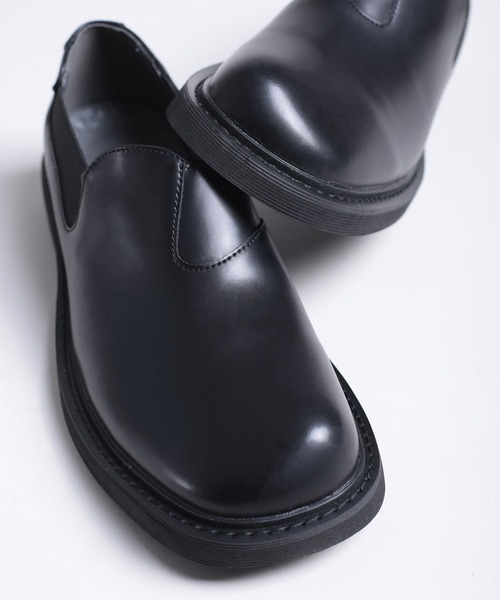 レザーシューズ セール】【shoes365】ラウンドトゥ厚底ウォッシュレザーシューズ