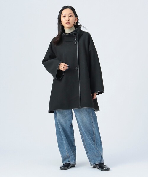 ポンチョ パイピング ポンチョ風 コート レディース