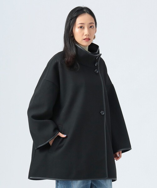 ポンチョ パイピング ポンチョ風 コート レディース