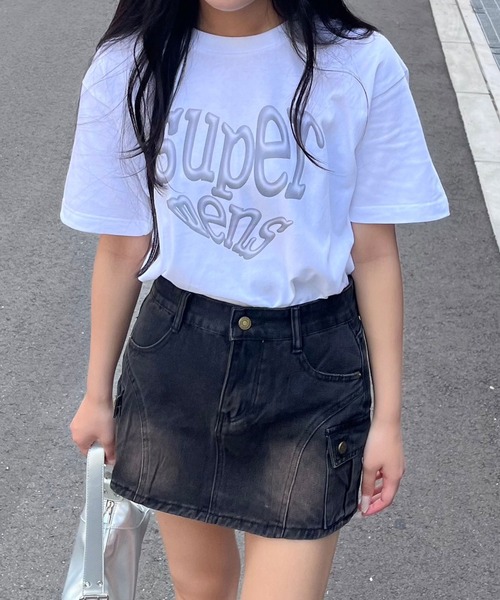 fiere（フィエール） tシャツ メタリックプリント半袖Tシャツ