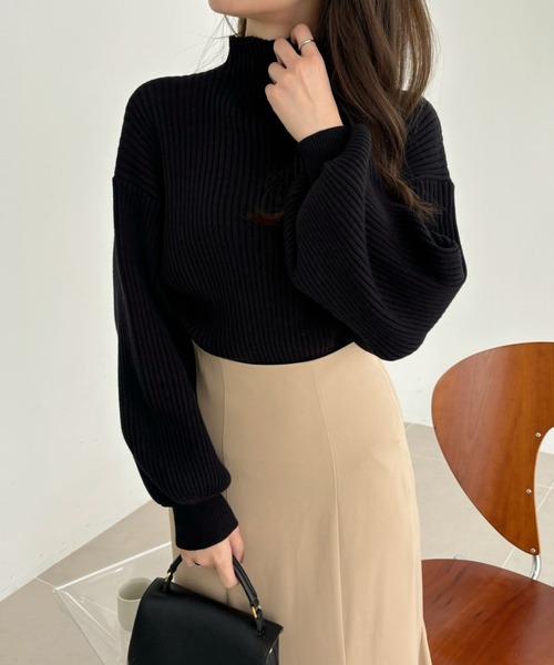 アドーア　黒　ワイドスリーブ　ゆったり　ニット アドーア 黒 ワイドスリーブ ゆったり ニット