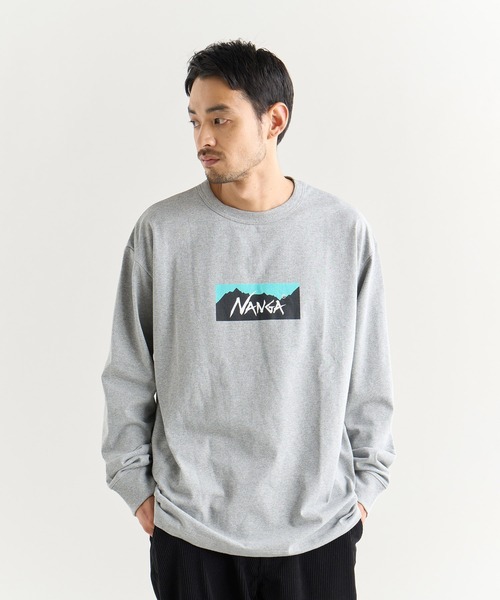 ナンガ エコハイブリッド レーヴティー(メンズ) ライトグレー フリー #N0000869 ECO HYBRID REVE TEE L.GRY NANGA 新品 未使用 エコハイブリッド ボックスロゴ エンブロイダリーTシャツ