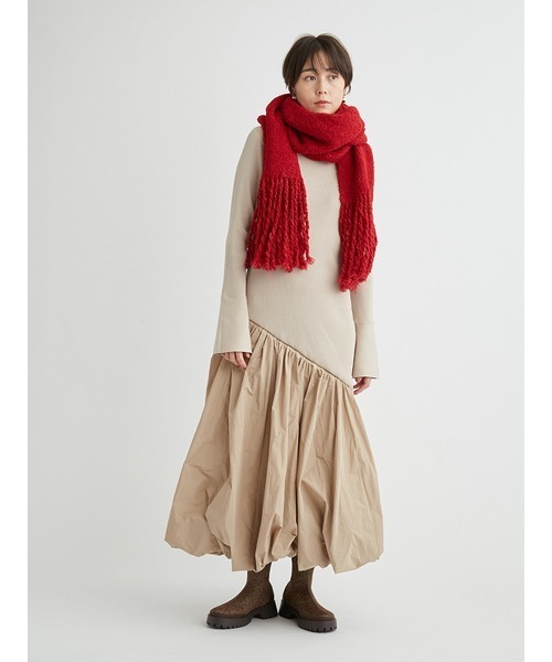 emmi atelier ニットドッキングアシンメトリーワンピース ニットドッキングアシンメトリーワンピース（マキシ丈/ロング
