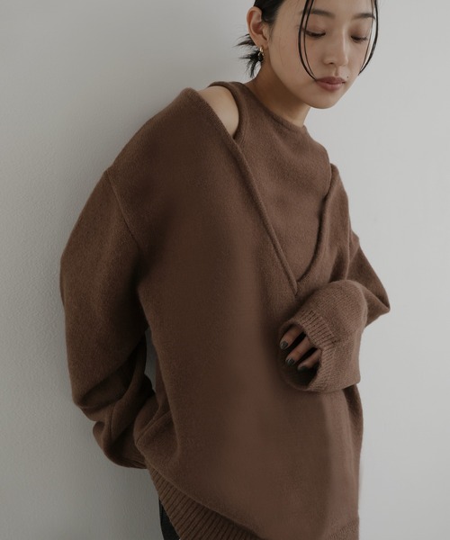 hellam（ヘラム） ニット セーター レイヤード風Vネックニット