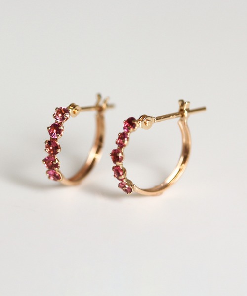 ピアス 天然石スナップ フープ ピアス | K10YG レディース K10YG