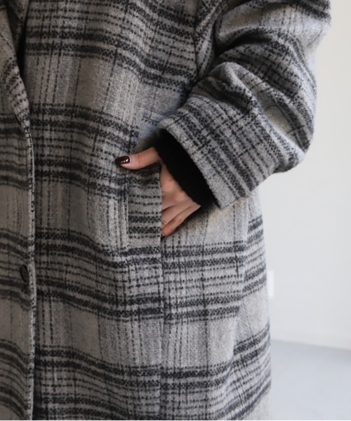【バーバリー】ロングコート　チェスターコート 裏地ノバチェック　グレー　7 バーバリー 美品 ステンカラ―コート ジャケット 裏地ノバチェック 9 約