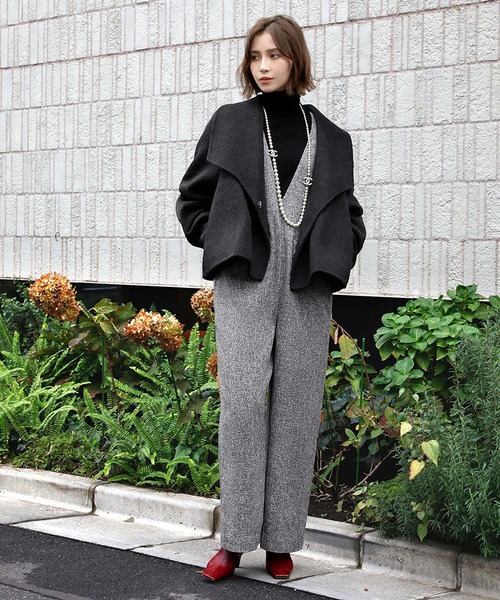 LOWO ピーコート pコート ウールコート ビッグカラーショートコート